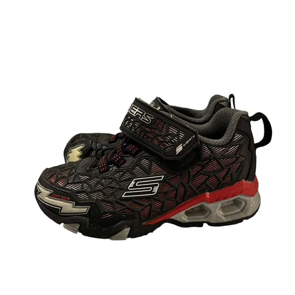 Skechers Sz 11 Black & Red Light Up Sneakers Shoes - Picture 2 of 9